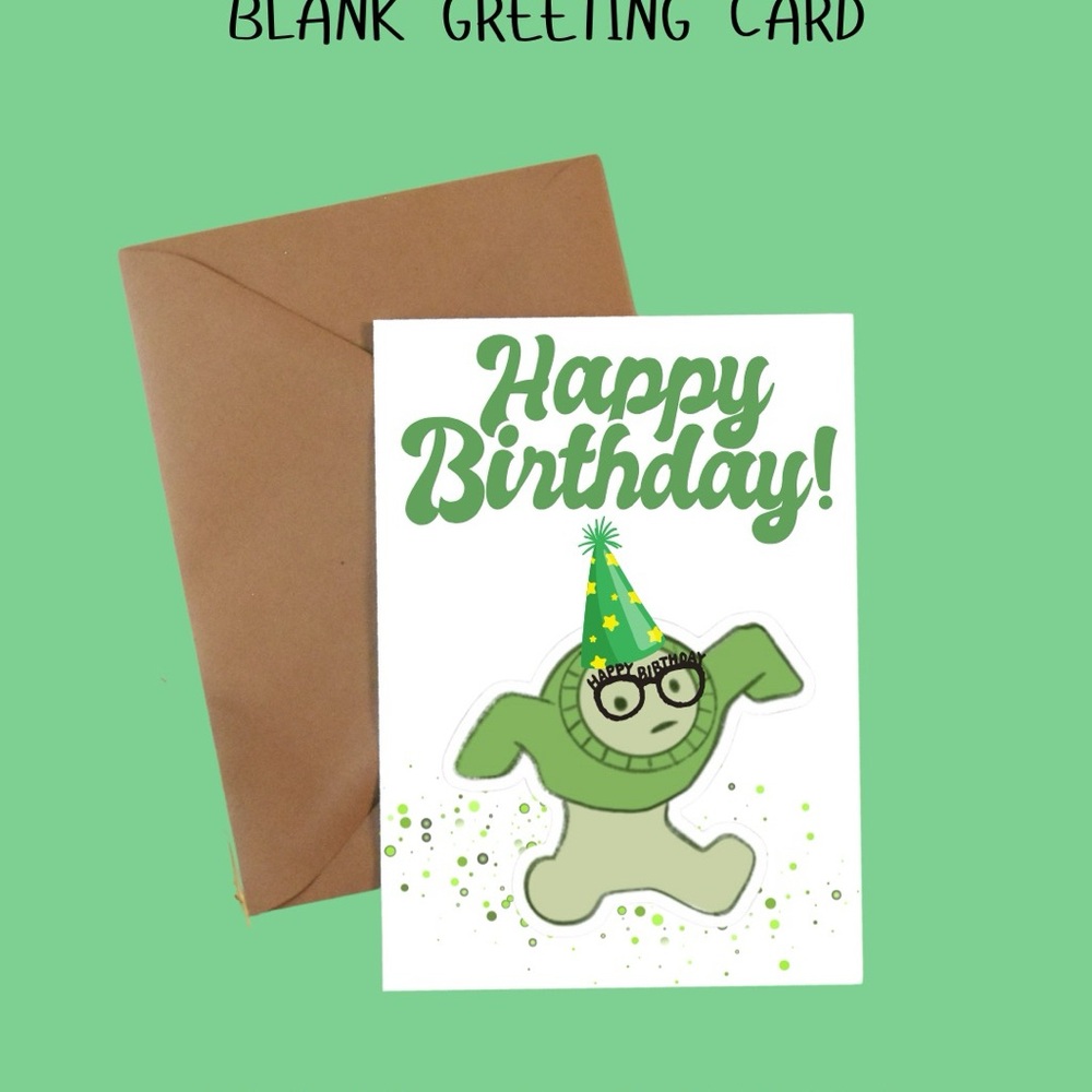 Sonny Angle Smiskis blank birthdy card with envelope